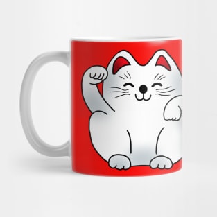 Right paw white sitting maneki neko lucky cat Mug